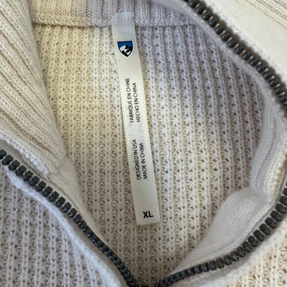 Kuhl Womens Norda Merino Wool Organic Cotton Waffle Knit Waffle Quarter Zip XL - Picture 4 of 14